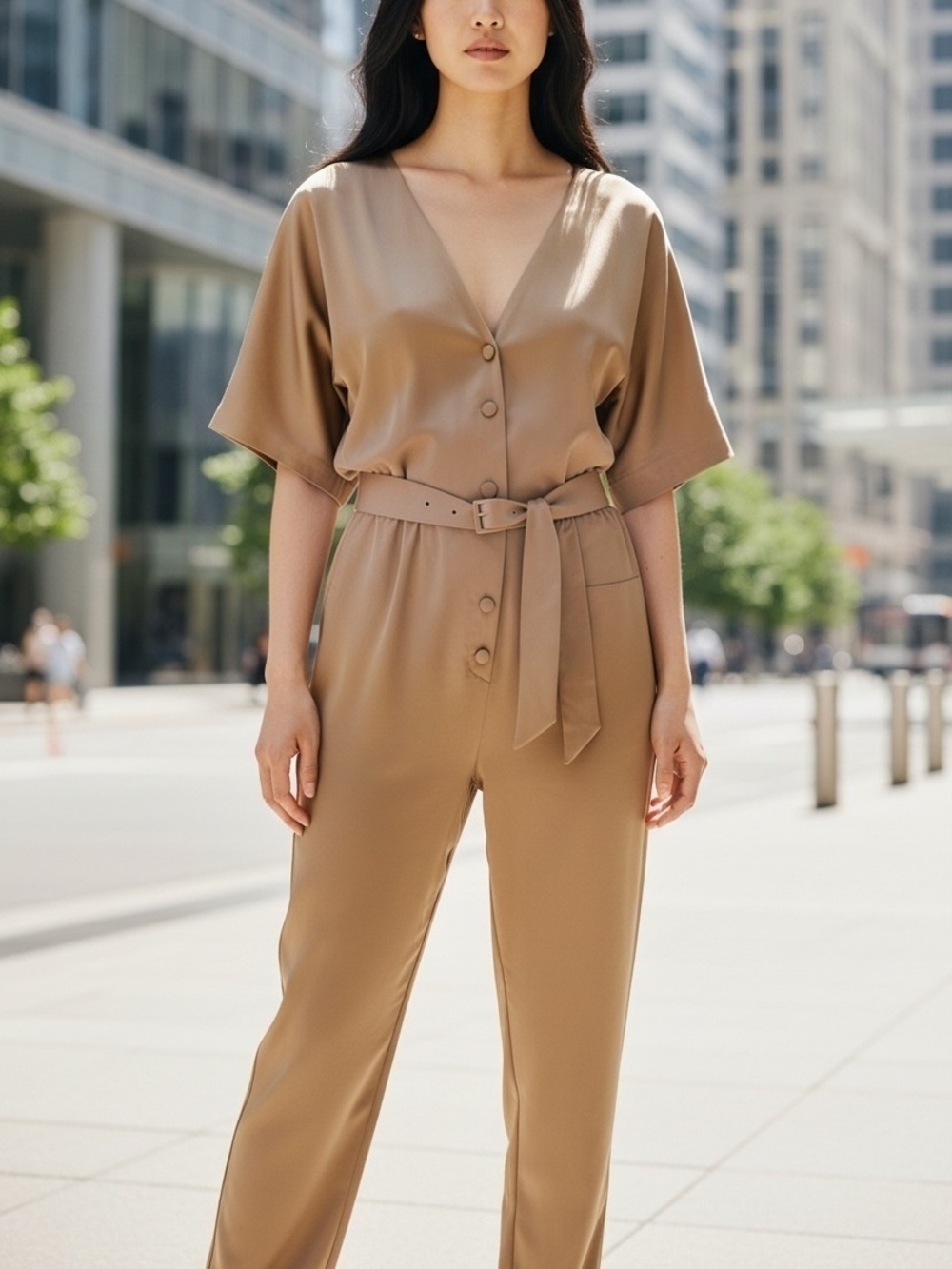 Sally Lapointe Metallic Gold Jumpsuit Size 6